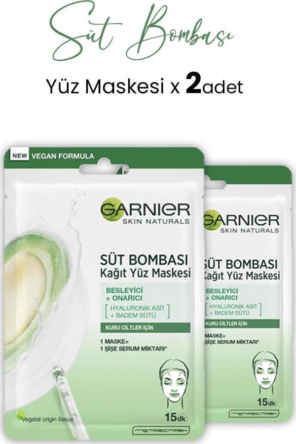 Garnier Kağıt Yüz Maskesi Süt Bombası Badem Sütü 28 gr x 2 Adet - Image 1