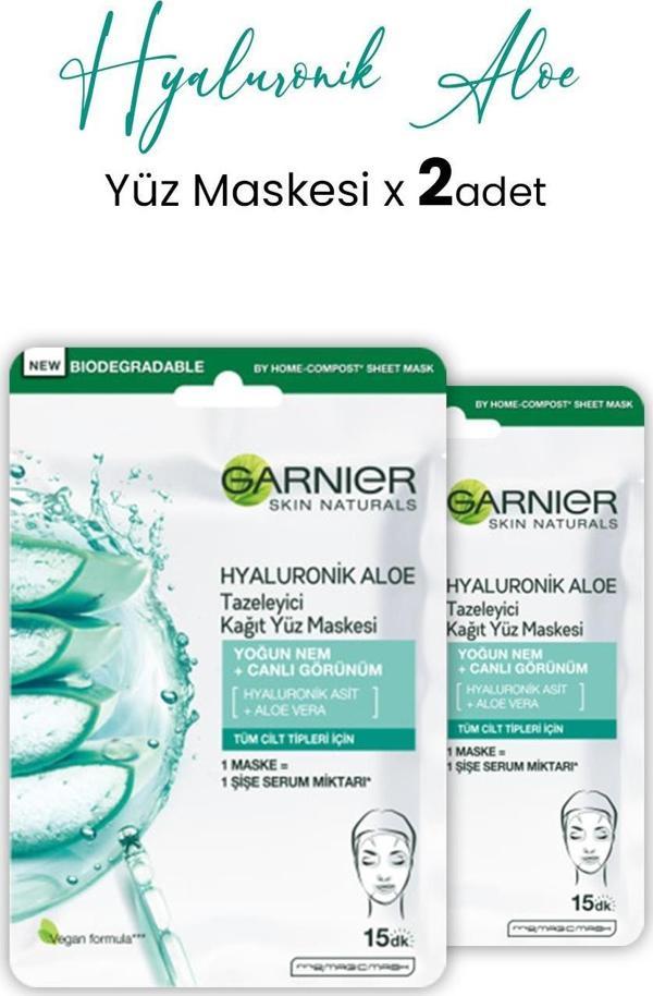 Garnier Kağıt Yüz Maskesi Tazeleyici Hyaluronik Aloe 28 gr x 2 Adet - Image 1