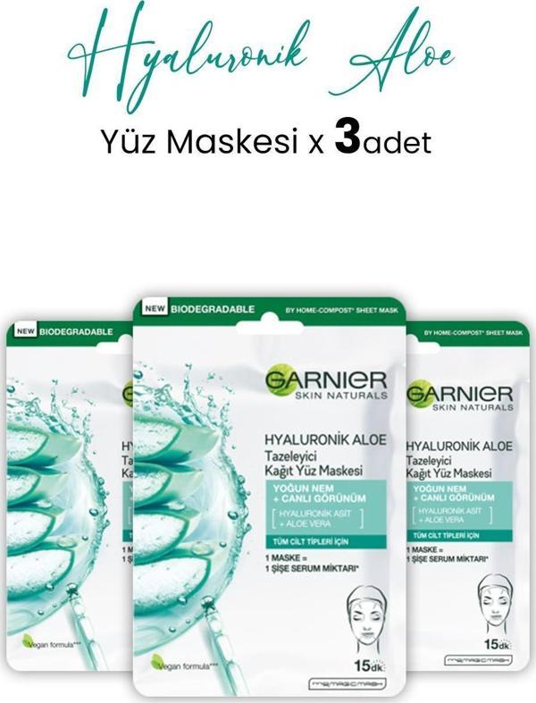 Garnier Kağıt Yüz Maskesi Tazeleyici Hyaluronik Aloe 28 gr x 3 Adet - Image 1