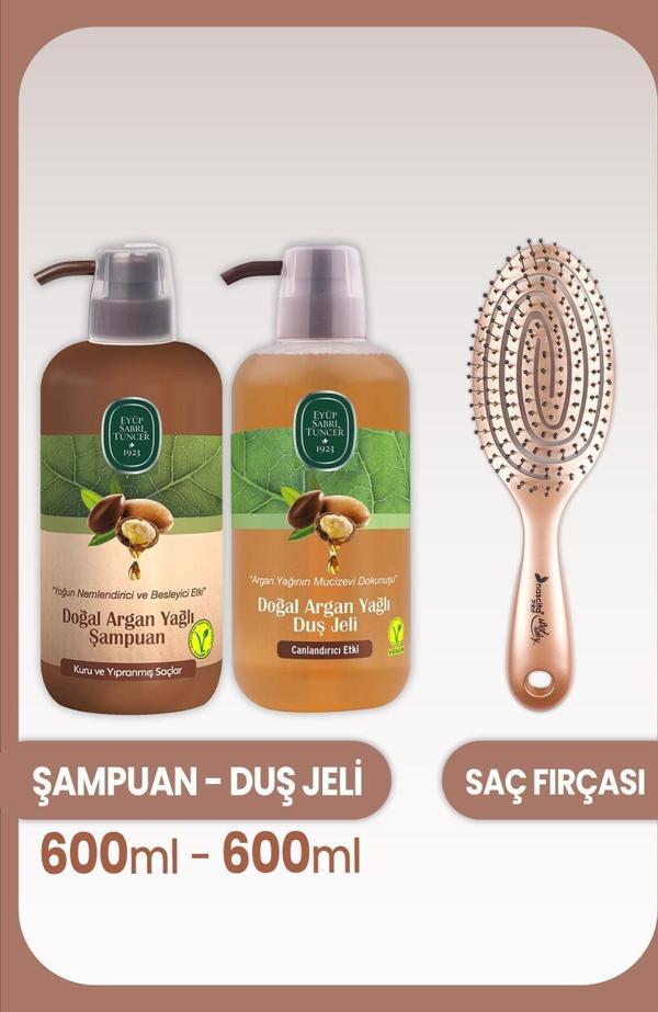 Eyüp Sabri Tuncer Argan Yağlı Şampuan, Duş Jeli ve Saç Fırçası - Image 1