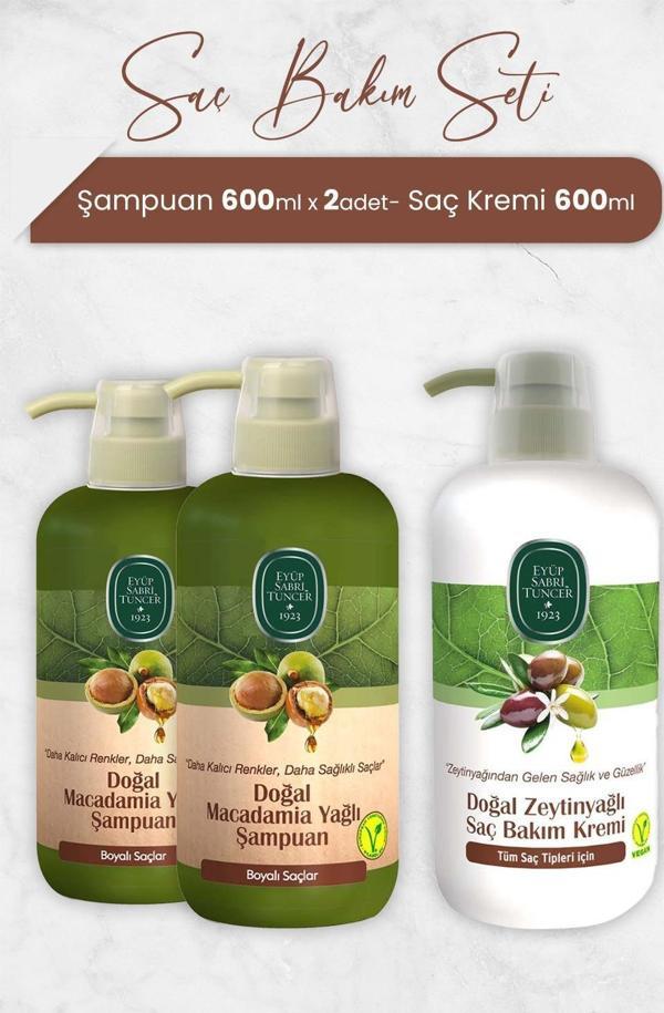 Eyüp Sabri Tuncer Macadamia Yağlı Şampuan 600 ml x 2 Adet ve Saç Kremi - Image 1