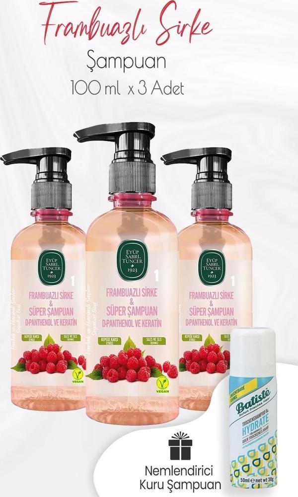 Eyüp Sabri Tuncer Sirke Şampuan Frambuazlı 100 ml x 3 Adet ve Kuru Şampuan 50 ml - Image 1