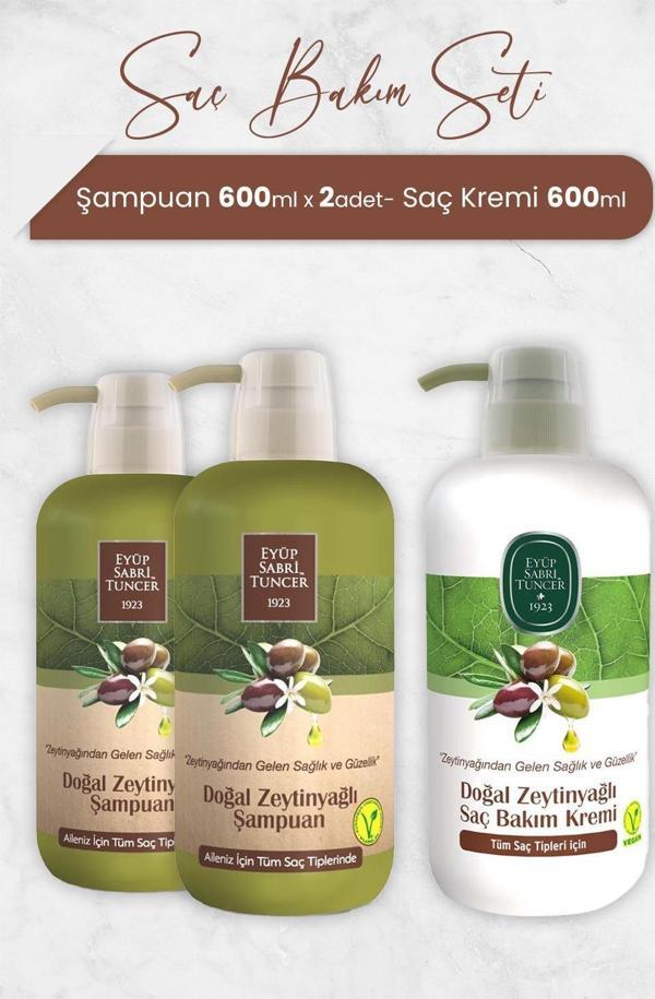Eyüp Sabri Tuncer Zeytinyağlı Şampuan 600 ml x 2 Adet ve Saç Kremi - Image 1