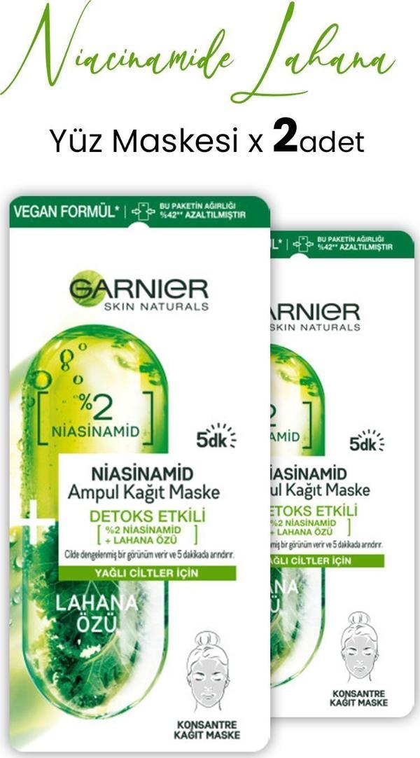 Garnier Ampul Kağıt Maske Niacinamide Lahana Özü 15 gr x 2 Adet - Image 1