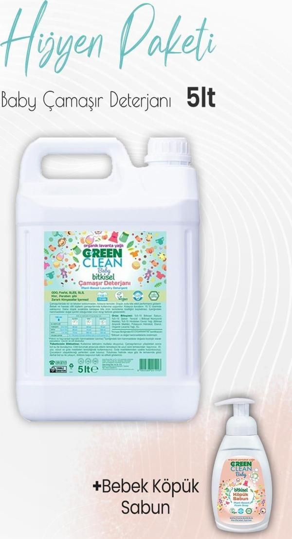 Green Clean Baby Bitkisel Çamaşır Deterjanı Lavanta 5 lt ve Köpük Sabun Portakal 450 ml - Image 1