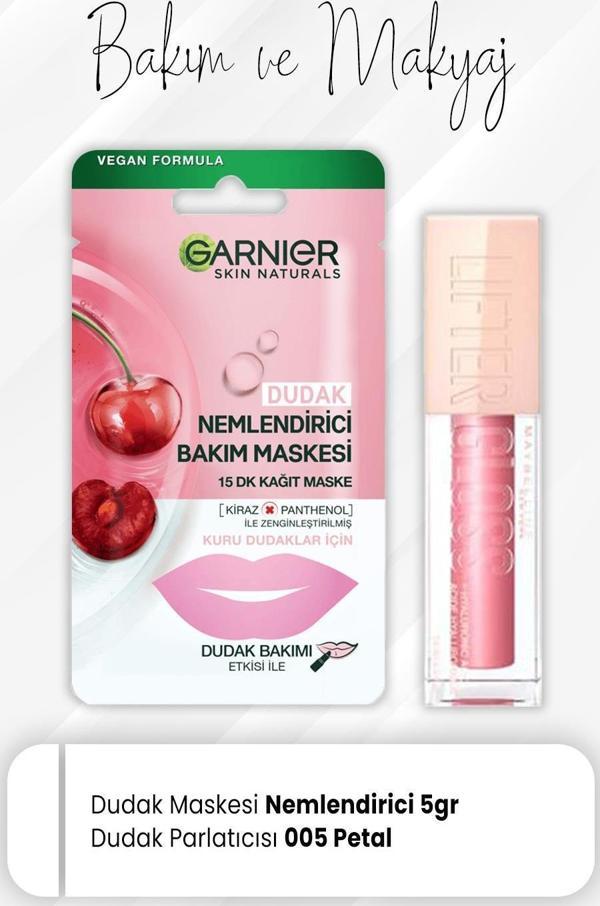 Garnier Dudak Kağıt Bakım Maskesi ve Lifter Gloss 005 Petal - Image 1