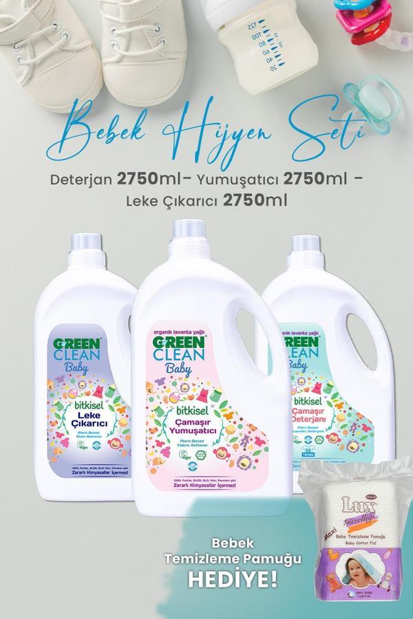 Green Clean Baby Bitkisel Çamaşır Deterjanı, Yumuşatıcı ve Leke Çıkarıcı 2,750 L ve Hediyeli - Image 1