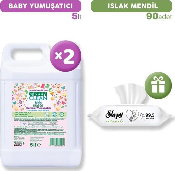 Green Clean Baby Bitkisel Çamaşır Yumuşatıcı x 2, Islak Mendil Hediye - Image 1