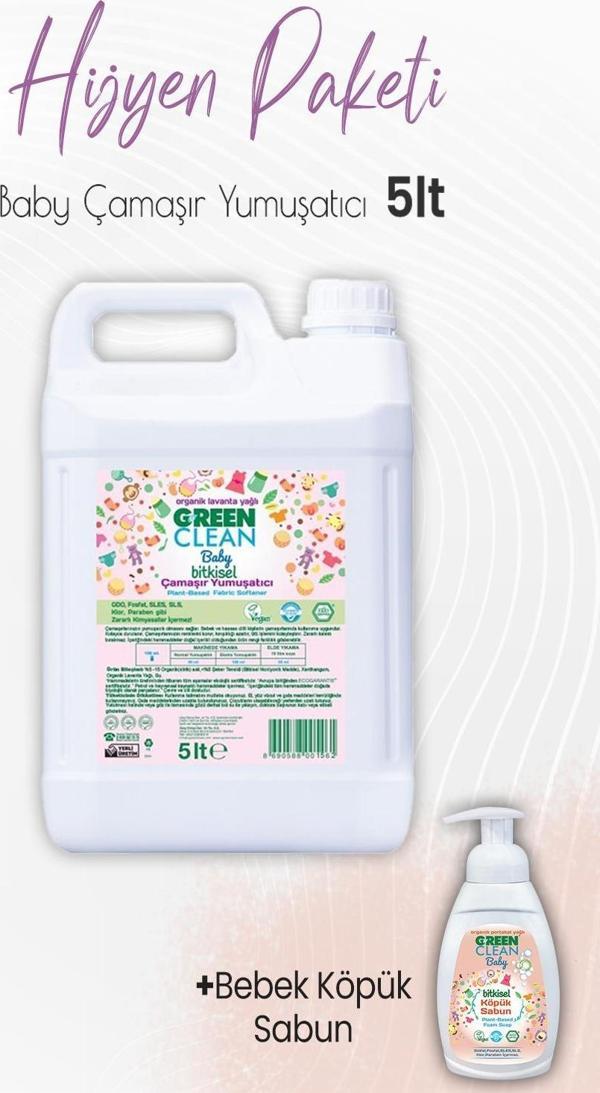 Green Clean Baby Bitkisel Köpük Sabun Portakal 450 ml ve Çamaşır Yumuşatıcı Lavanta 5 lt - Image 1
