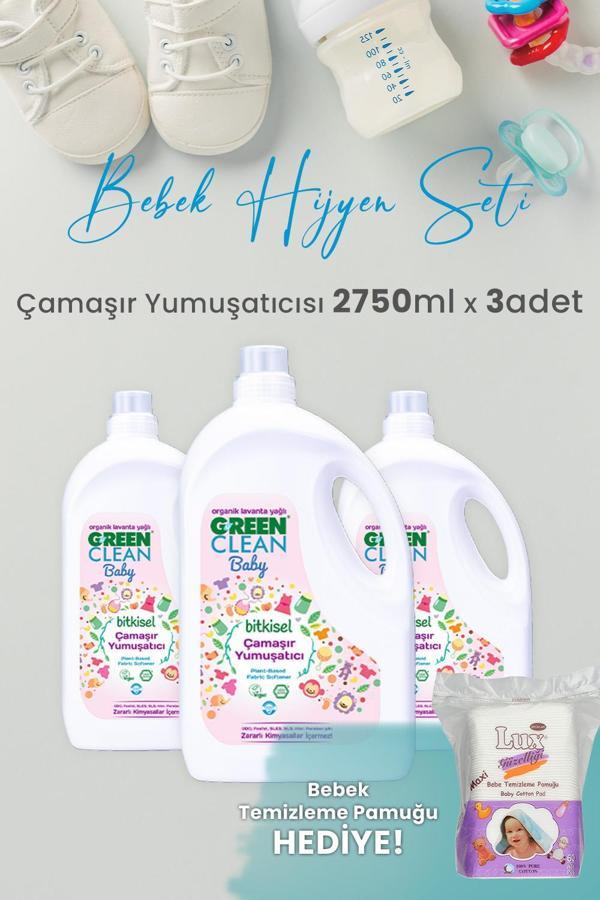 Green Clean Baby Çamaşır Yumuşatıcısı 2750 ml Yıkama x 3 Adet ve Hediyeli - Image 1