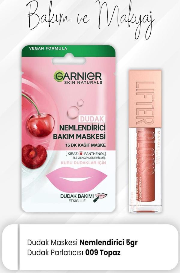 Garnier Dudak Nemlendiricisi Maske 5 gr ve Lifter Gloss Dudak Parlatıcısı 009 Topaz - Image 1
