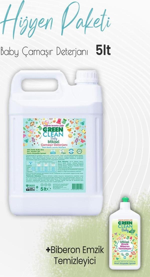 Green Clean Baby Emzik Biberon Temizleyici 500 ml ve Çamaşır Deterjanı Lavanta 5 lt - Image 1