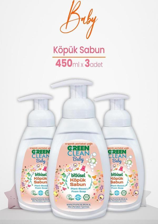 Green Clean Baby Köpük Sabun Portakal Yağlı 450 ml x 3 Adet - Image 1