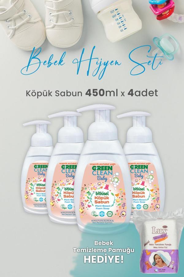 Green Clean Baby Köpük Sabun Portakal Yağlı 450 ml x 4 Adet ve Hediyeli - Image 1