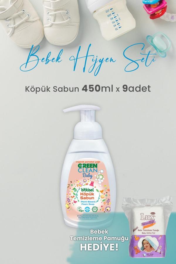 Green Clean Baby Köpük Sabun Portakal Yağlı 450 ml x 9 Adet ve Hediyeli - Image 1