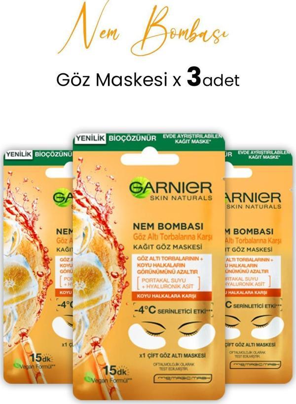 Garnier Kağıt Göz Maskesi Nem Bombası Portakal 6 gr x 3 Adet - Image 1