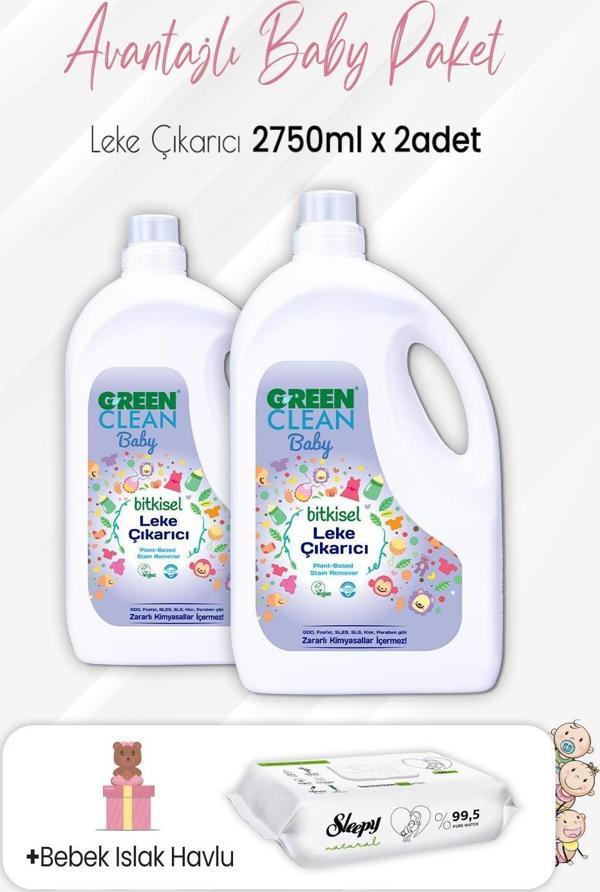 Green Clean Baby Leke Çıkarıcı 2750 ml x 2 Adet ve Natural Yenidoğan 60'lı - Image 1
