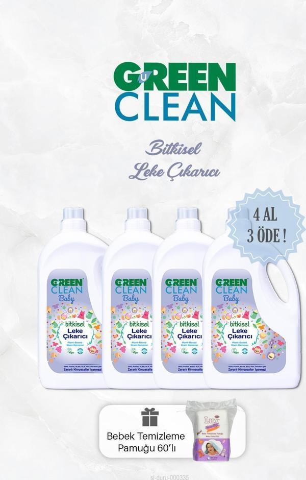 Green Clean Bebek Çamaşırları İçin Leke Çıkarıcı 4 AL 3 ÖDE 2750 ml ve Bebek Pamuğu 60 lı - Image 1