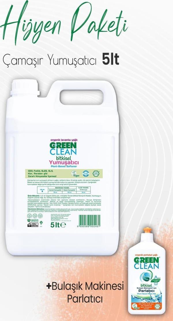 Green Clean Bitkisel Bulaşık Makinesi Parlatıcı Portakal 500 ml ve Çamaşır Yumuşatıcı 5 lt - Image 1