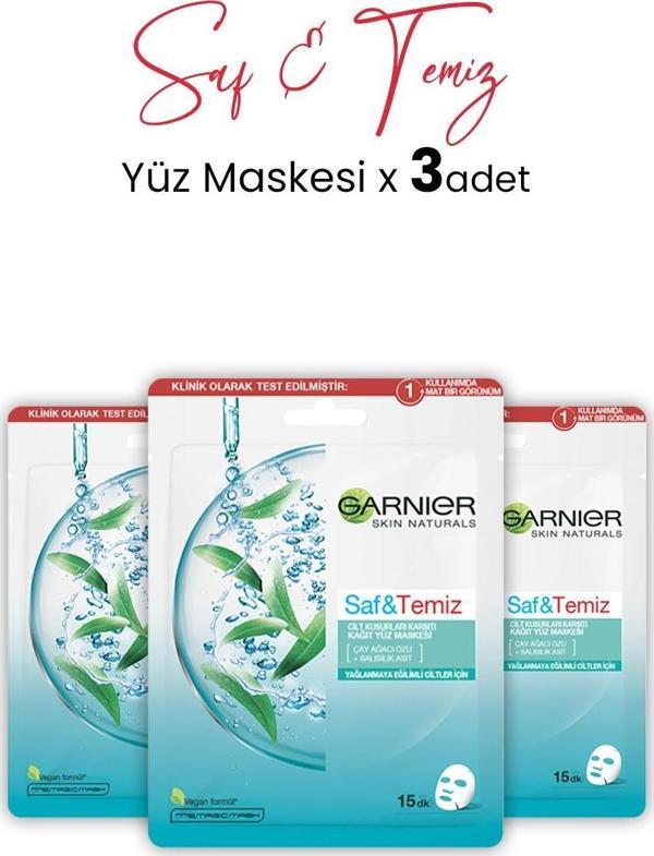 Garnier Kağıt Yüz Maskesi Saf & Temiz 23 gr x 3 Adet - Image 1