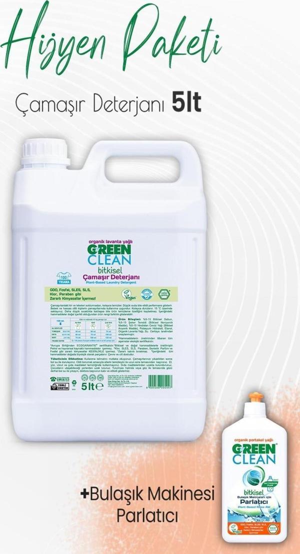 Green Clean Bitkisel Çamaşır Suyu 5 lt ve Bulaşık Parlatıcı 500 ml - Image 1
