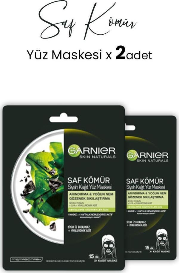 Garnier Kağıt Yüz Maskesi Siyah Saf Kömür 28 gr x 2 Adet - Image 1