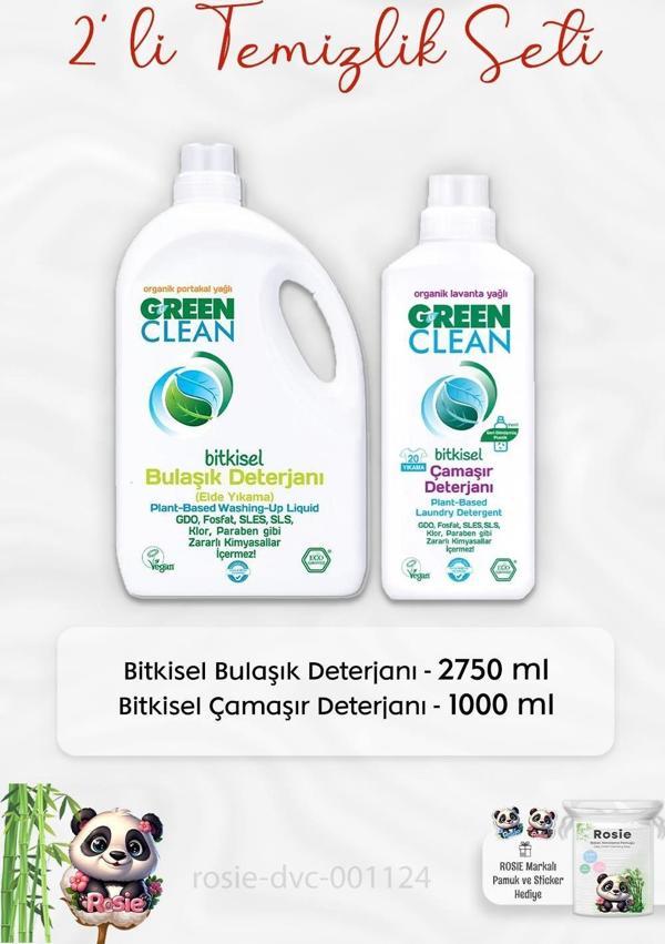 Green Clean Bulaşık Deterjanı 2750 ml, Çamaşır Deterjanı 1 lt ve ROSIE - Image 1