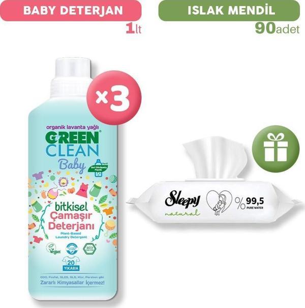 U Green Clean Baby Çamaşır Deterjanı x 3, Islak Mendil Hediye - Image 1
