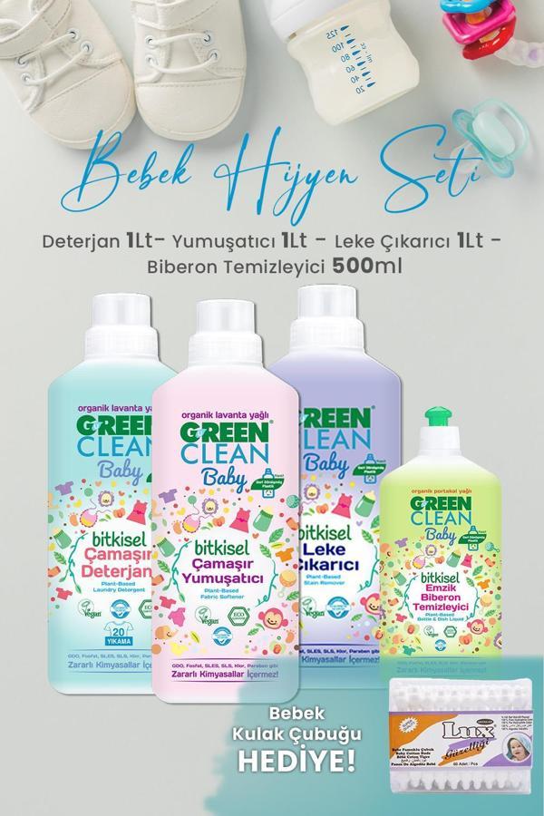 U Green Clean Baby Çamaşır Deterjanı, Yumuşatıcı ve Leke Çıkarıcı 1 L, Biberon Temizleyici 500ml ve Hediyeli - Image 1