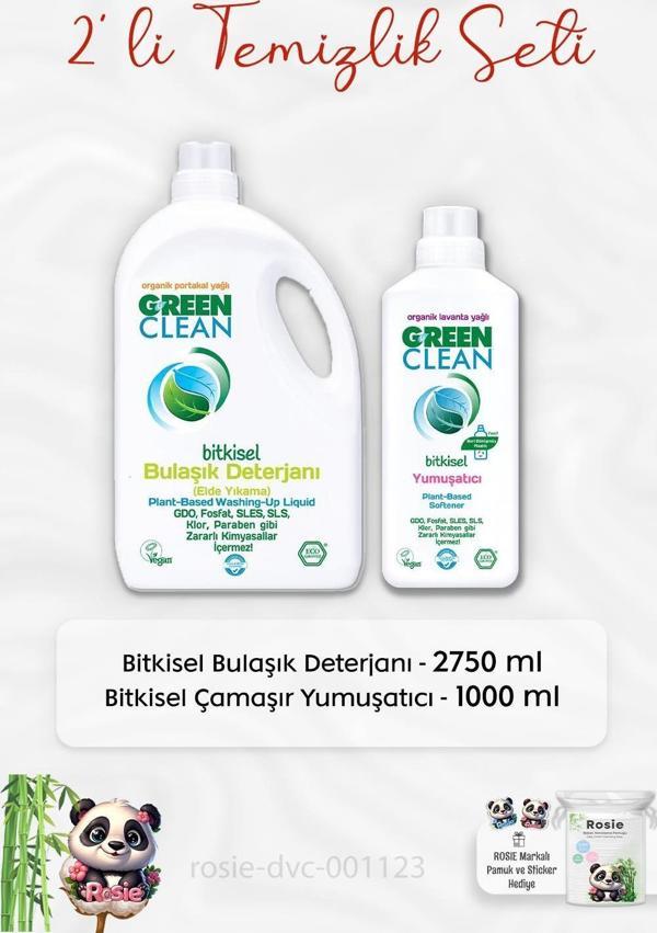 Green Clean Bulaşık Deterjanı 2750 ml, Çamaşır Yumuşatıcısı 1 lt ve ROSIE - Image 1