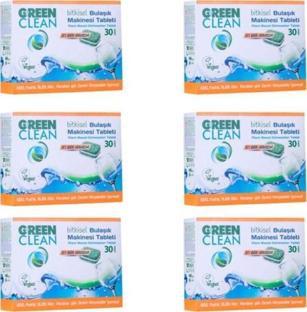 Green Clean Bulaşık Makinesi Organik Bitkisel Tablet 30 Adet x 6 Adet - Image 1