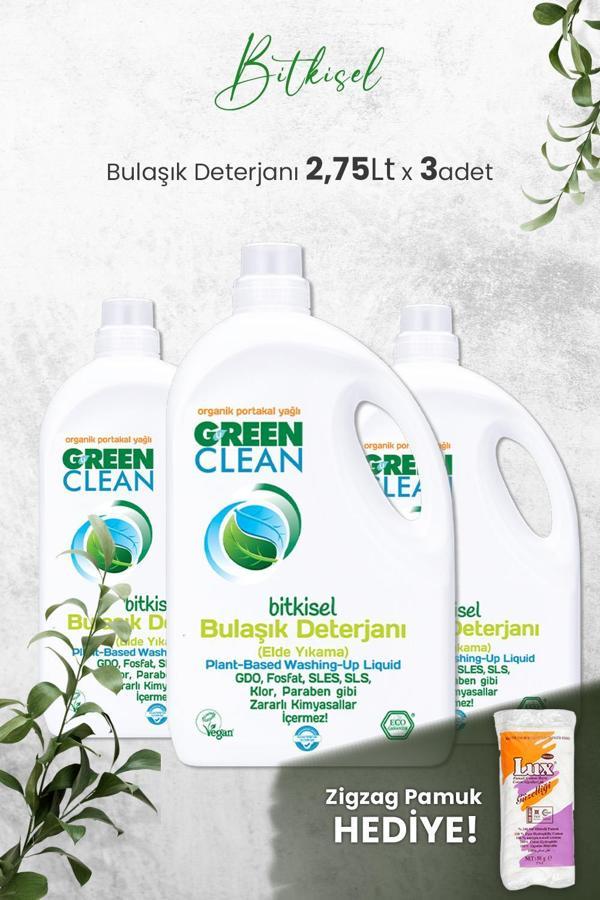 U Green Clean Bitkisel Bulaşık Deterjanı 2,75 LT x 3 Adet ve Hediyeli - Image 1