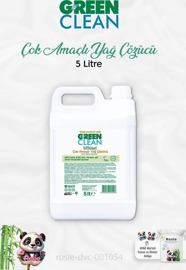 Green Clean Çok Amaçlı Yağ Çözücü Portakal Yağlı 5 lt ve ROSIE - Image 1