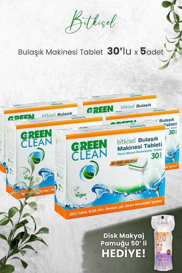 U Green Clean Bulaşık Makinesi Tablet 30'lu x 5 Adet ve Hediyeli - Image 1