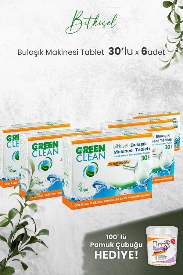U Green Clean Bulaşık Makinesi Tablet 30'lu x 6 Adet ve Hediyeli - Image 1