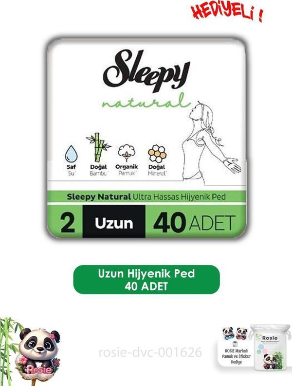 Sleepy  Natural Ultra Hassas Hijyenik Ped Uzun 40 Adet Ped ve ROSIE  - Image 1