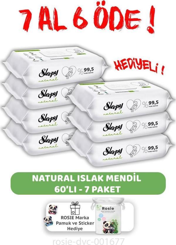 Sleepy 7 AL 6 ÖDE  Natural Yenidoğan Islak Bebek Havlusu 60'lı ve ROSIE  - Image 1