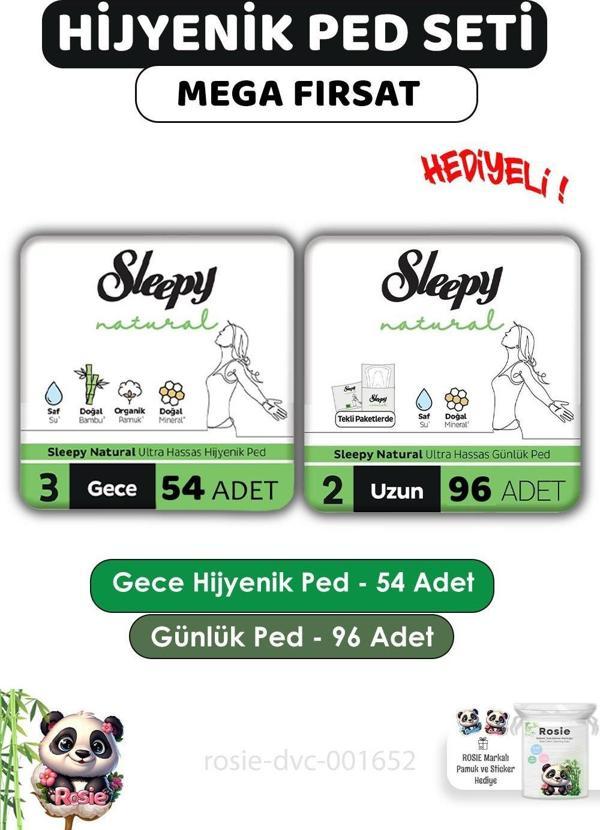 Sleepy Natural Hijyenik Ped Gece 54 Adet Günlük Ped Uzun 96 Adet ve ROSIE  - Image 1