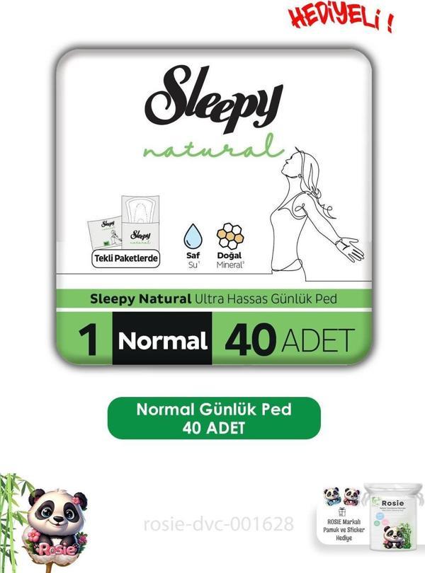 Sleepy Natural Ultra Hassas Günlük Ped Normal 40 Adet Ped ve ROSIE  - Image 1