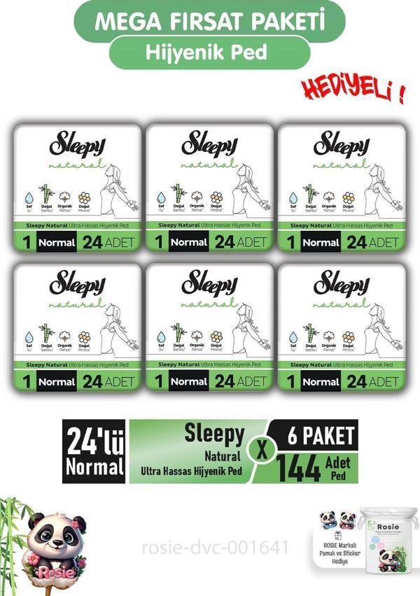 Sleepy Natural Ultra Hassas Hijyenik Ped 24'lü Normal X 6 Paket ve ROSIE  - Image 1