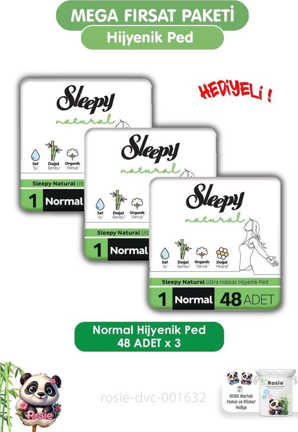 Sleepy Natural Ultra Hassas Hijyenik Ped Normal 144 Adet Ped ve ROSIE - Image 1