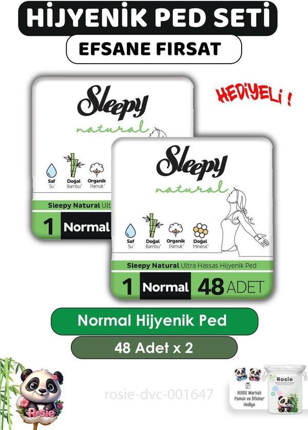 Sleepy Natural Ultra Hassas Hijyenik Ped Normal 96 Adet Ped ve ROSIE  - Image 1