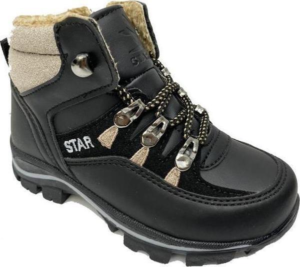 Star Kids 4476 Kürklü Trekking Patik Çocuk Bot Siyah Oraj - Image 1