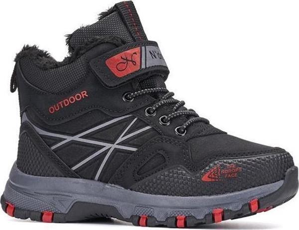 Ndrops 10 Outdoor Kürklü Çocuk Spor Bot Siyah Kırmızı - Image 1