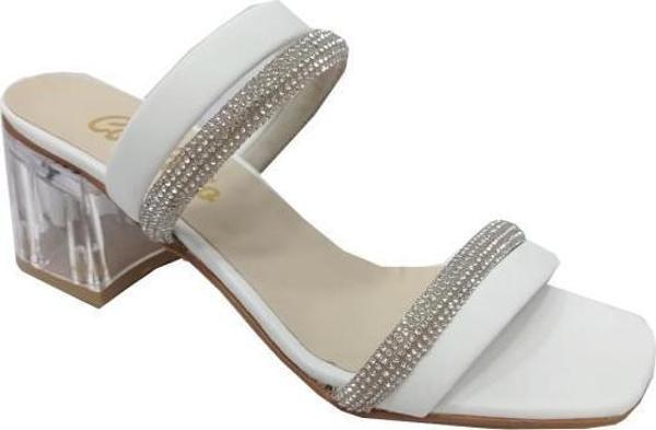 Cotcolic 01202 Taşlı Şeffaf Topuk Fashion Kadın Terlik - Image 1