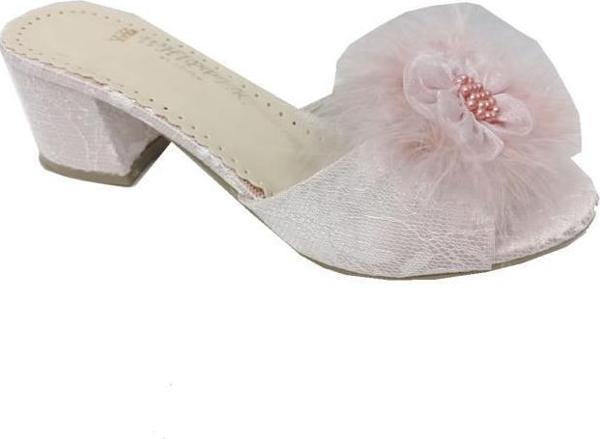 Whipper 1301 Nakışlı Kalın Topuk Tüylü Kadın Terlik - Image 1