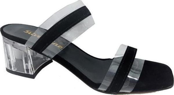 Cotcolic 01221 Süet Şeffaf Topuk Fashion Kadın Terlik - Image 1