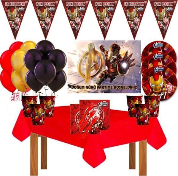 Doğumgünüparti Iron Man Demir Adam16 Kişilik Afişli Doğum Günü Parti Süsleri Malzemeleri Seti Ironman2 - Image 1