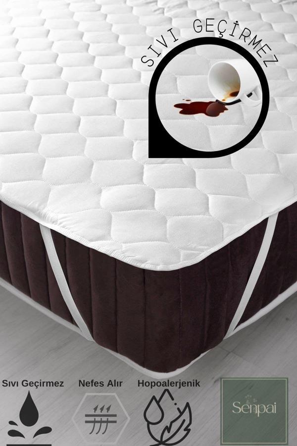 Senpai Kapitone-Ped Microfiber %100 Sıvı Su Geçirmez Tek-Çift Kişilik Köşe Lastikli Alez Yatak Koruyucu - Image 1