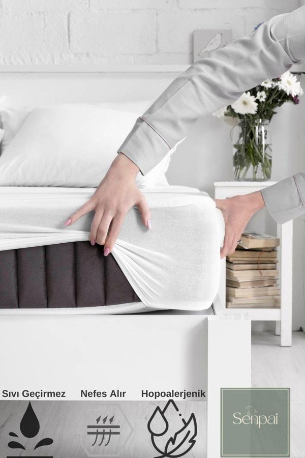 Senpai Micro-Fitted %100 Sıvı Su Geçirmez Tek-Çift Kişilik Full Kenar Çarşaf Yatak Alezi Koruyucu Çocuk - Image 1